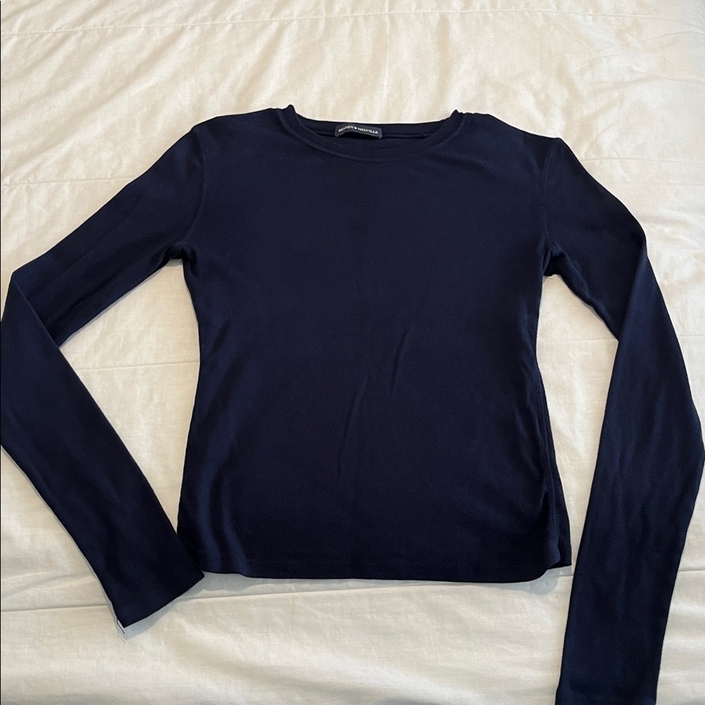 Brandy Melville Dark Blue Crew Neck Top